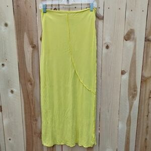The Line By K NWT Women's Size M Vana Merrow Stitch Maxi Skirt Yellow Pull-On